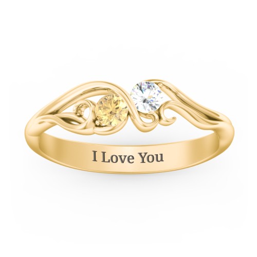 Swirl of Style Birthstone Ring – 10K Yellow Gold with Citrine and Cubic Zirconia