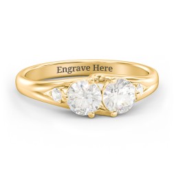 Darling Duo Double Gemstone Ring in 10K Solid Yellow Gold with Cubic Zirconia