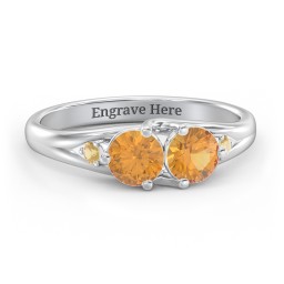 Darling Duo Double Gemstone Ring in 925 Sterling Silver with Citrine