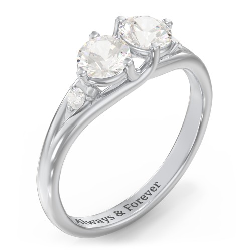 Darling Duo Double Gemstone Ring – Sterling Silver with Cubic Zirconia