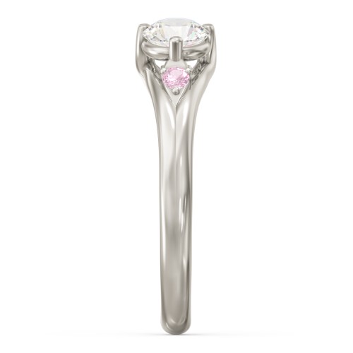 Darling Duo Double Gemstone Ring – 10K White Gold with Aquamarine, Cubic Zirconia, and Pink Tourmaline