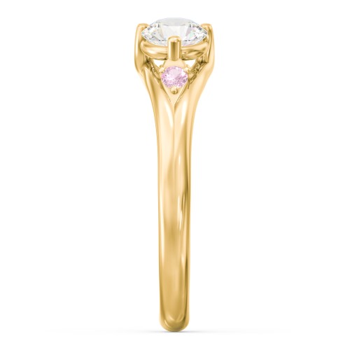 Darling Duo Double Gemstone Ring – 10K Yellow Gold with Aquamarine, Cubic Zirconia, and Pink Tourmaline
