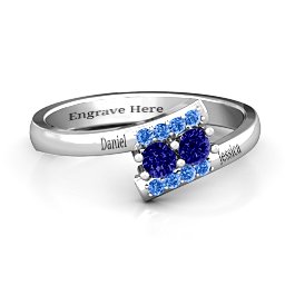 Must Be Love Two Stone Ring in 925 Sterling Silver with Blue Sapphire and Fancy Blue Premium Zirconia