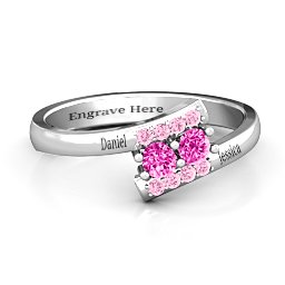 Must Be Love Two Stone Ring in 925 Sterling Silver with Pink Tourmaline and Fancy Pink Premium Zirconia
