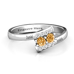 Must Be Love Two Stone Ring in 925 Sterling Silver with Citrine and White Premium Zirconia