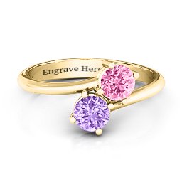 Destined For Love Double Gemstone Ring in 14K Solid Yellow Gold with Amethyst and Pink Tourmaline