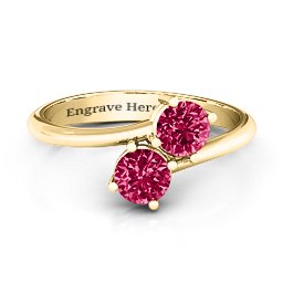 Destined For Love Double Gemstone Ring in 18K Gold Plated Silver with Ruby