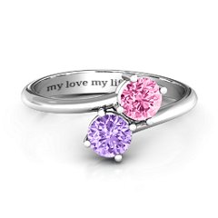 Destined For Love Double Gemstone Ring – Sterling Silver with Amethyst and Pink Tourmaline