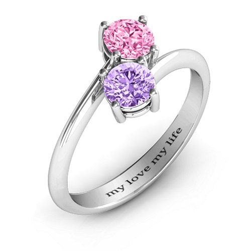 Destined For Love Double Gemstone Ring – Sterling Silver with Amethyst and Pink Tourmaline