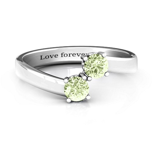 Two Stone Ring With Filigree Settings – Sterling Silver with Peridot