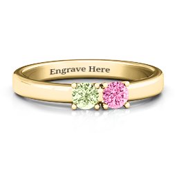 Meet In The Middle Two Stone Ring in 14K Solid Yellow Gold with Peridot, Pink Tourmaline, and Fancy Blue Premium Zirconia