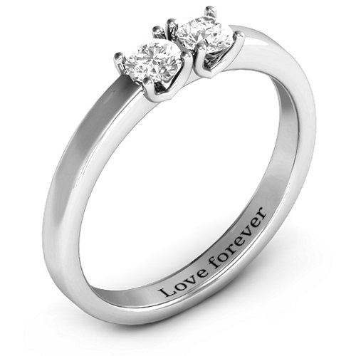 Meet In The Middle Two Stone Ring – Sterling Silver with White Sapphire
