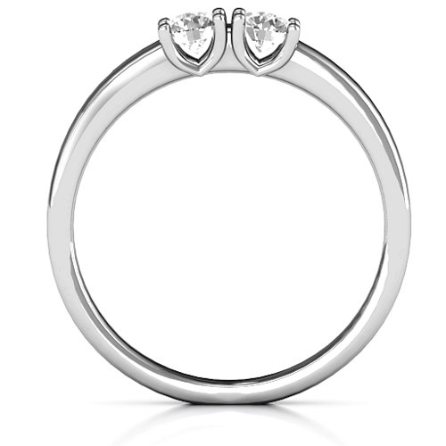 Meet In The Middle Two Stone Ring – Sterling Silver with White Sapphire