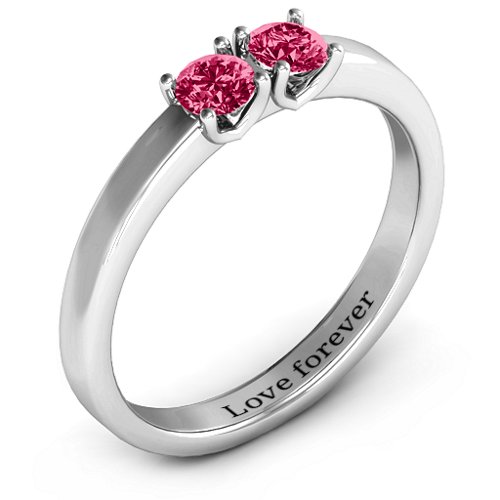 Meet In The Middle Two Stone Ring – Sterling Silver with Ruby