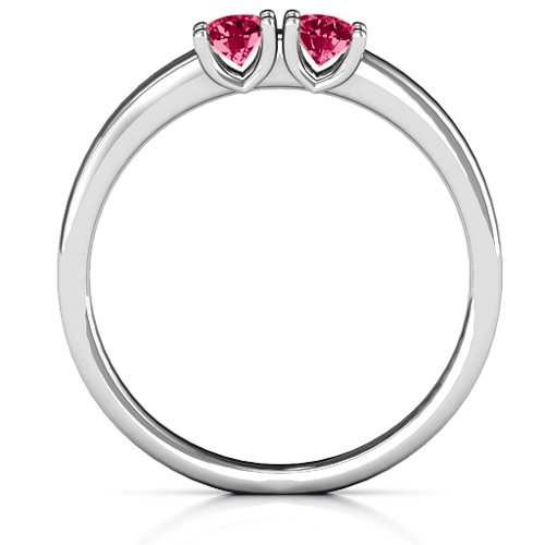 Meet In The Middle Two Stone Ring – Sterling Silver with Ruby