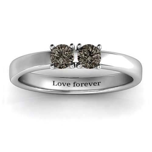 Meet In The Middle Two Stone Ring – Sterling Silver with Smokey Quartz