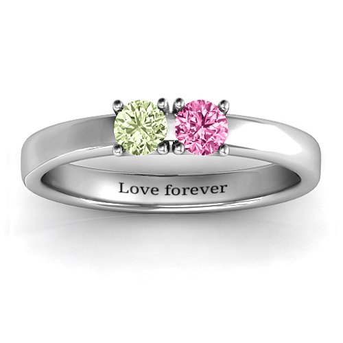 Meet In The Middle Two Stone Ring – Sterling Silver with Peridot and Pink Tourmaline