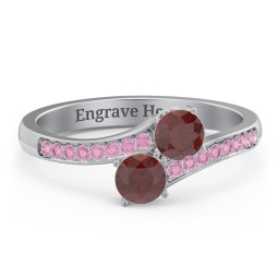 Two Stone Ring With Sparkling Accents And Filigree Settings