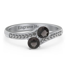 Two Stone Ring With Sparkling Accents And Filigree Settings