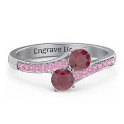 Two Stone Ring With Sparkling Accents And Filigree Settings