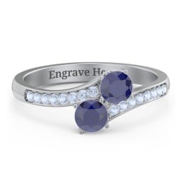 Two Stone Ring With Sparkling Accents And Filigree Settings