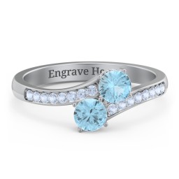 Two Stone Ring With Sparkling Accents And Filigree Settings