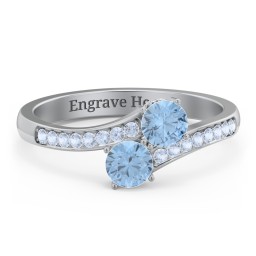 Two Stone Ring With Sparkling Accents And Filigree Settings