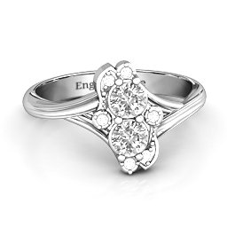Sense of Style Two Stone Ring in 925 Sterling Silver with White Sapphire and White Premium Zirconia