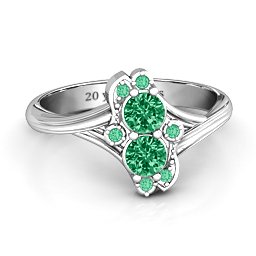 Sense of Style Two Stone Ring in 925 Sterling Silver with Emerald and Green Premium Zirconia