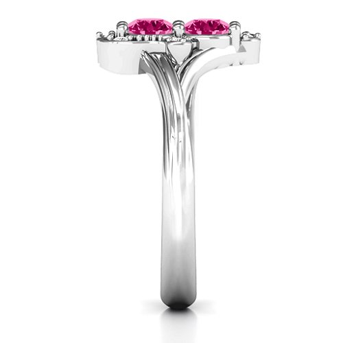 Sense of Style Two Stone Ring – Sterling Silver with Ruby and White Premium Zirconia