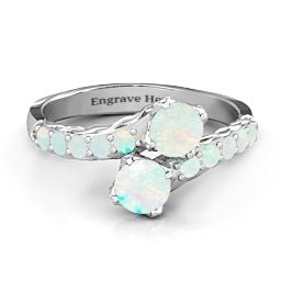 Intricate Infinity Two Stone Ring in 925 Sterling Silver with Opal