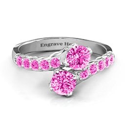 Intricate Infinity Two Stone Ring in 925 Sterling Silver with Pink Tourmaline