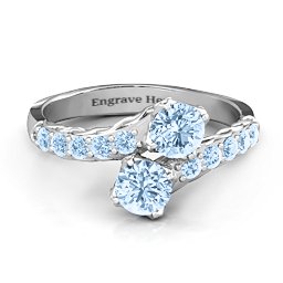 Intricate Infinity Two Stone Ring in 925 Sterling Silver with Aquamarine
