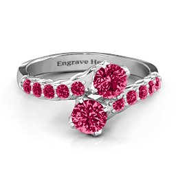 Intricate Infinity Two Stone Ring in 925 Sterling Silver with Ruby