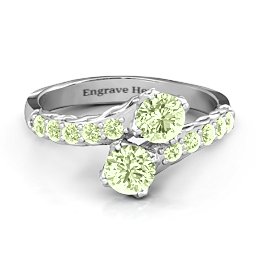 Intricate Infinity Two Stone Ring in 925 Sterling Silver with Peridot