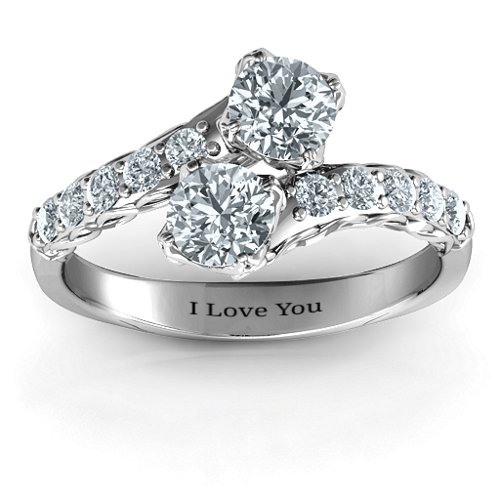 Intricate Infinity Two Stone Ring – Sterling Silver with Cubic Zirconia