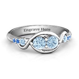 Classic Curves Two-Stone Ring in 925 Sterling Silver with Aquamarine and Fancy Blue Premium Zirconia