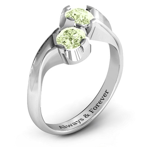 Two Stone Sparkle Ring – Sterling Silver with Peridot