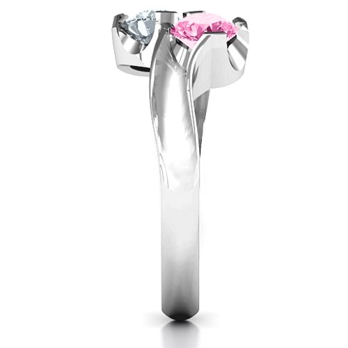 Two Stone Sparkle Ring – Sterling Silver with Cubic Zirconia and Pink Tourmaline