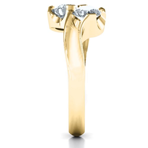 Two Stone Sparkle Ring – 10K Yellow Gold with Cubic Zirconia