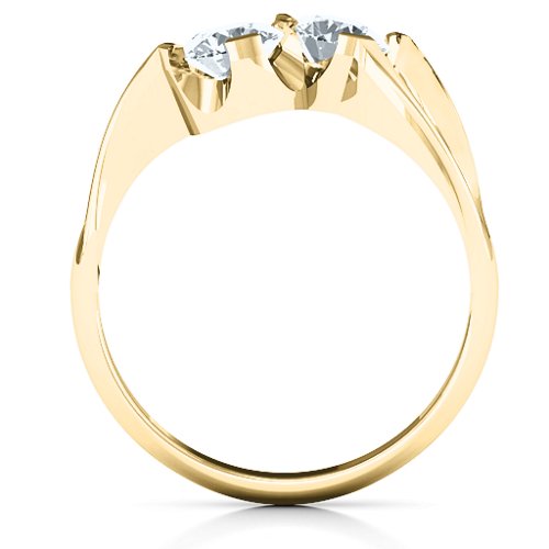 Two Stone Sparkle Ring – 10K Yellow Gold with Cubic Zirconia