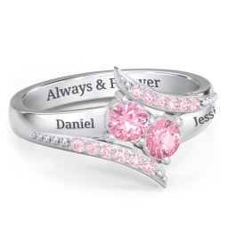 Flared Bypass Ring with Round Gemstones and Accents