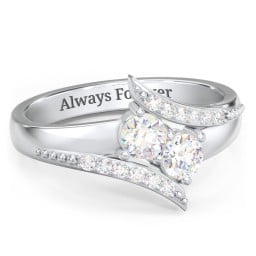 Flared Bypass Ring with Round Gemstones and Accents