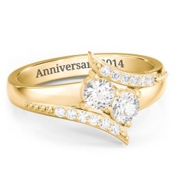 Flared Bypass Ring with Round Gemstones and Accents