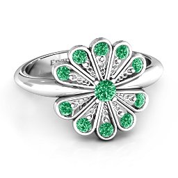 Pretty As A Peacock Ring in 925 Sterling Silver with Emerald