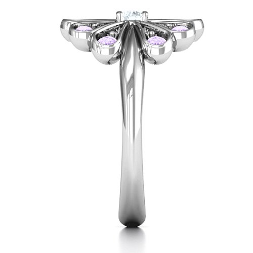 Pretty As A Peacock Ring – Sterling Silver with Cubic Zirconia and Amethyst