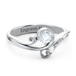 Family Flair Ring With 2-6 Birthstones in 925 Sterling Silver with White Sapphire, Cubic Zirconia, and Pink Tourmaline