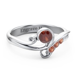 Family Flair Ring With 2-6 Birthstones in 925 Sterling Silver with Garnet and Cubic Zirconia