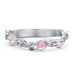 Leaf Band Ring with Gemstones