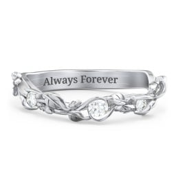 Leaf Band Ring with Gemstones